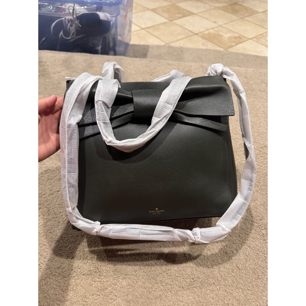 Kate Spade Olive Drive Brigette Loden Green Leather Bow Satchel Bag PXRU8242